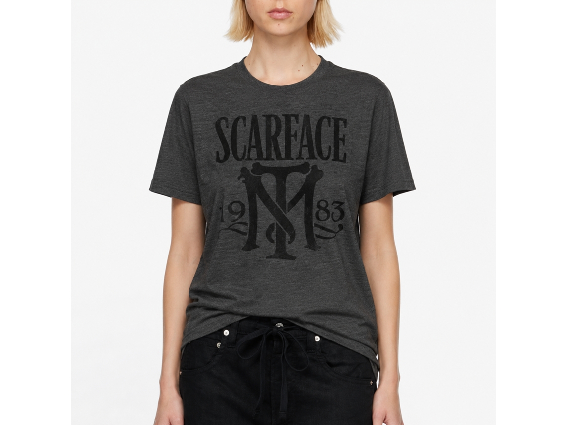 Rockinstone Scarface Movie Symbol Heather Black Adult T-shirt Size:m