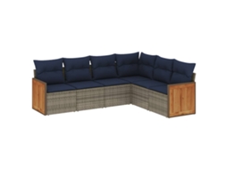 Conjunto de Sofá de Jardim, 6 Peças, Almofadas, Rattan Cinza MAISON EXCLUSIVE