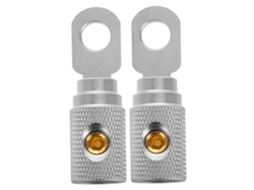 Conjunto De 2 Conectores De Anel De Rosca Em Cobre Puro Niquelado, Calibre 4, Terminais.