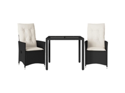 Maison Exclusive - 3 Pcs Conjunto De Bistrô Com Almofadões Vime Pe Preto