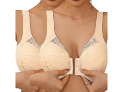 Sutiã Feminino de Camisola com Fecho na Frente e Rendado Conforto e Suporte para Treinos e Noite 2 Unidades Cor da Pele