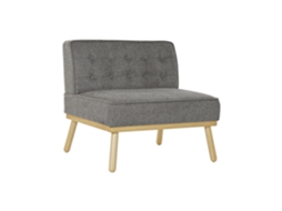 Poltrona ALEXANDRA HOUSE LIVING em linho, madeira de abeto, com capitonê, cinza escuro (80x66x72cm)