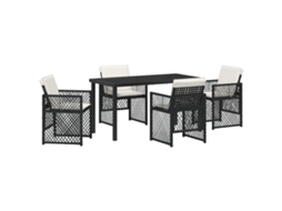 Conjunto 5 De Jantar Com Almofadas Vidaxl Preto Polyrattan