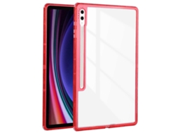 Capa de TPU ultra transparente 3 em 1 Hengrongshen à prova de choque para tablet Samsung Galaxy Tab S9, vermelha