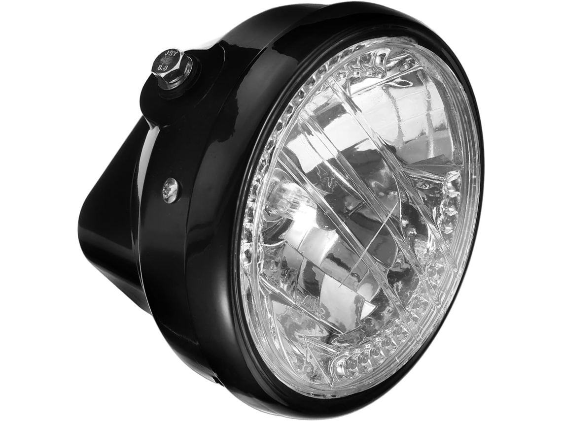 Farol De Motocicleta Vintage Em Led Com Função De Pisca-pisca Para Entusiastas, Em Abs Preto.