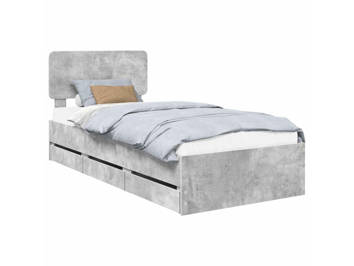 Maison Exclusive - Estrutura Da Cama Com Cabeceira Cinzento Concreto 90 X 190 Cm