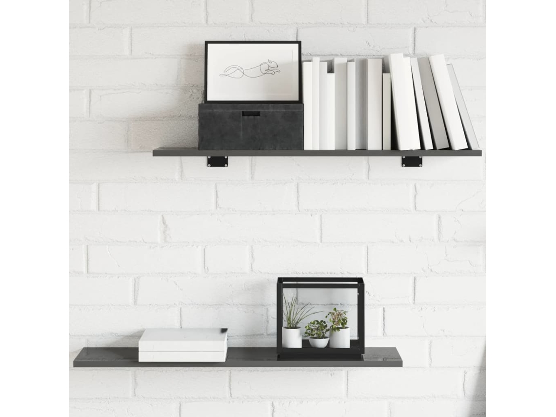 Vidaxl Prateleiras Estante 8pcs 80x20x1,5cm Contrapl. Cinza Brilhante