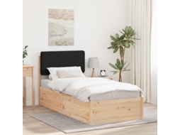 Vidaxl Estrutura De Cama Com Cabeceira Estofada Preto 90 X 200 Cm