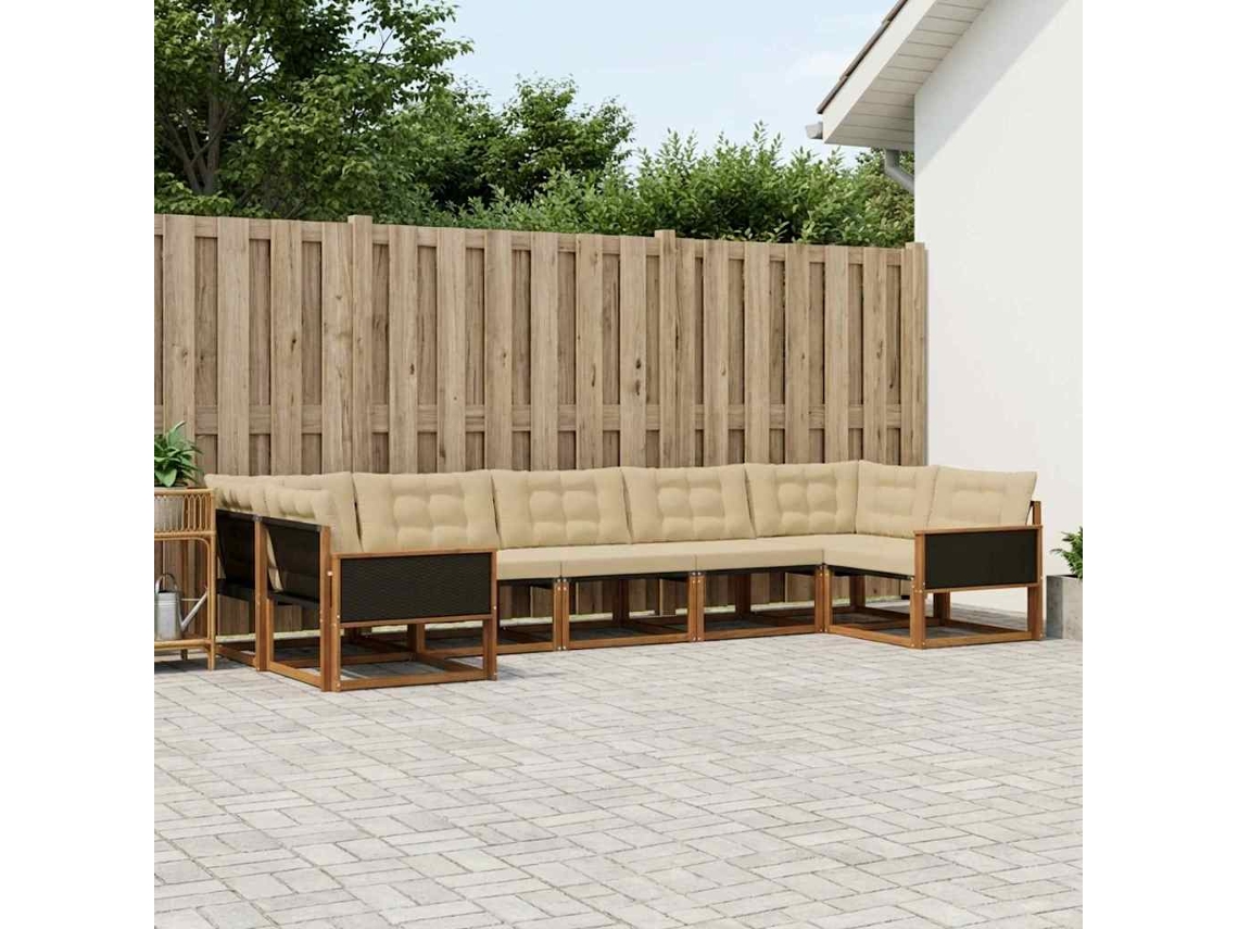 Vidaxl Conjunto De Sofás Para Exterior 7 Pcs Natural E Bege