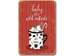 Placa Decorativa En Fer Com Inscrição « Baby It's Cold Outside With Cocoa » - 20 X 30 Cm - Estilo Rétro - Pour