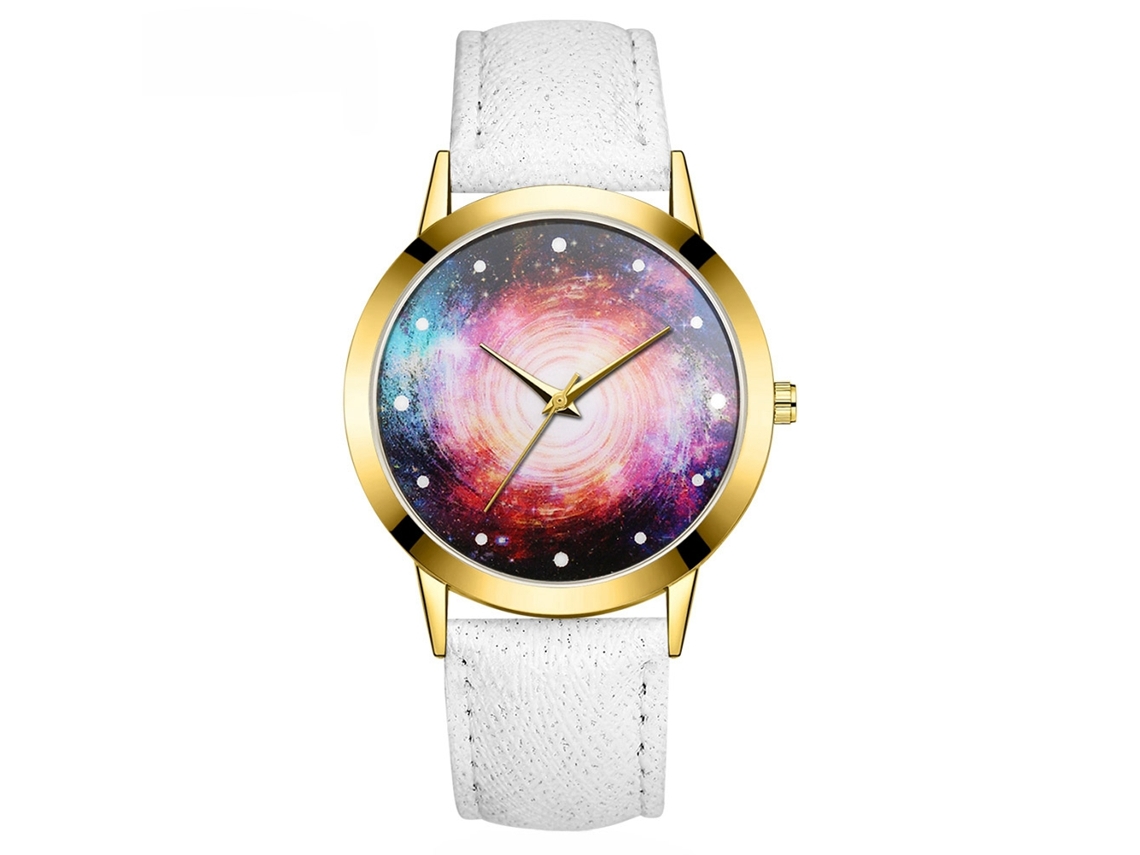 Relógio de pulso feminino Gaiety em liga metálica com mostrador redondo e pulseira de PU (branco)