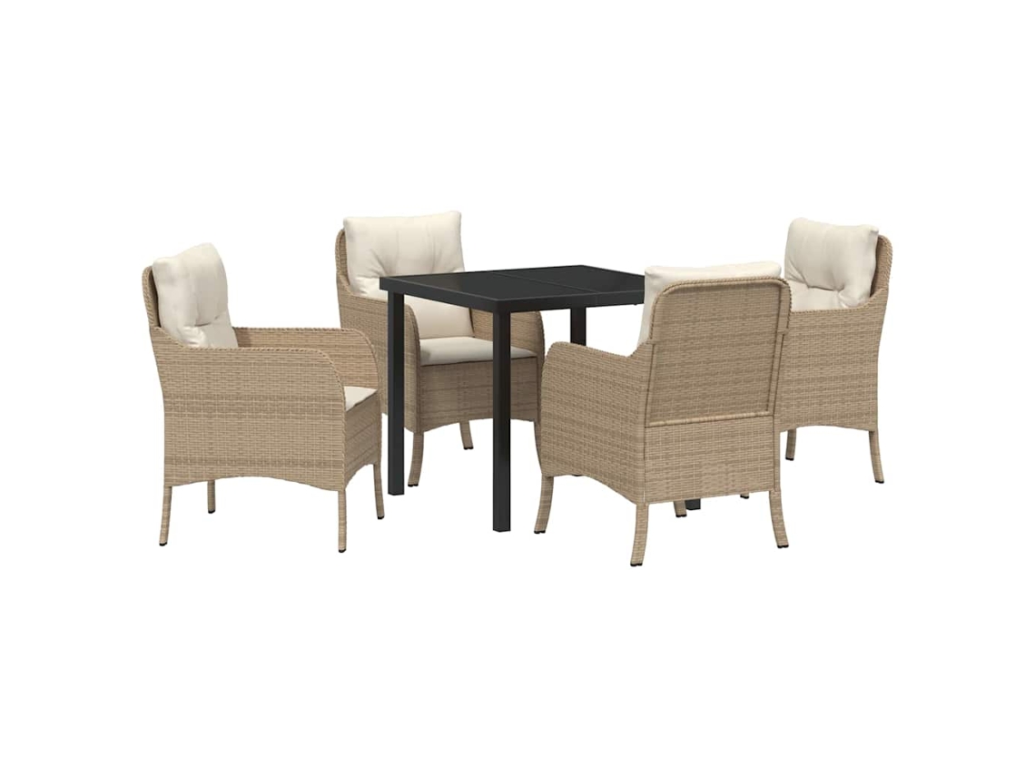 Maison Exclusive - Conjunto De Jantar Para Jardim Com Almofada 5 Pcs Bege Vime Pe