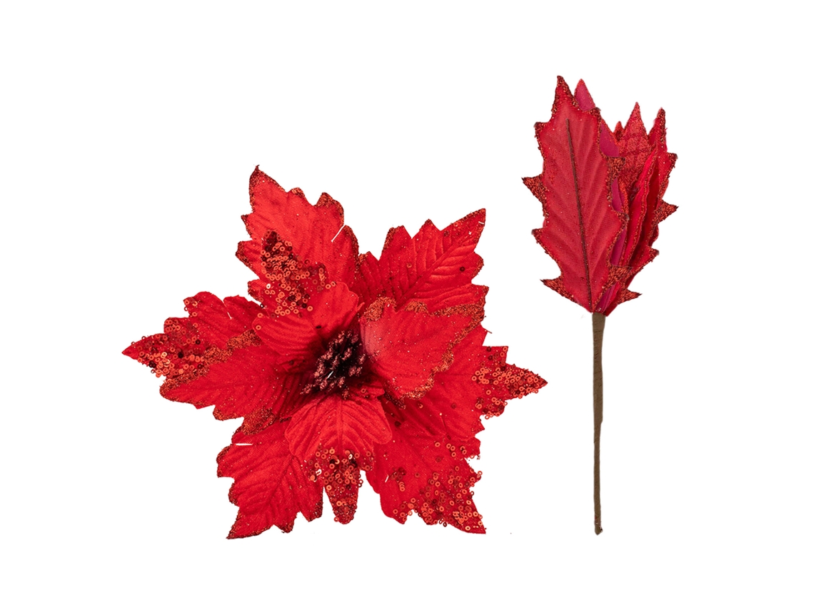 Laxiscreed Flor Artificial Poinsetta Vermelha Retrátil 25cm Para Decoração De Eventos E Hotelaria