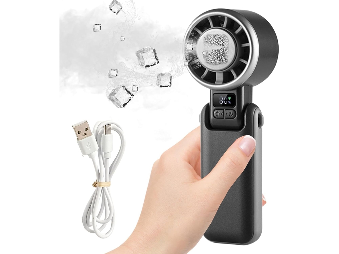 Pequeno Ventilador Portátil - Dobrável Resfriamento Turbo 3600mah 5 Velocidades - Ventilador De Pescoço