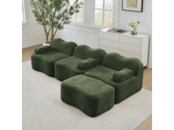 Sofá Modular Boneless Em L Verde Com Ottoman E Assento Profundo Para Sala