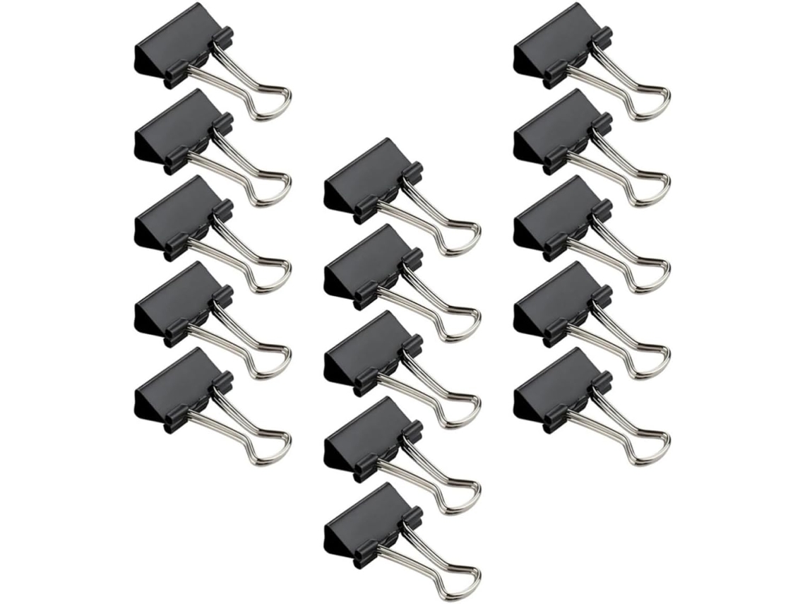 Conjunto de 36 clipes de papel em Ferro Preto para organizar documentos e pastas, com acabamento refinado, ideal para