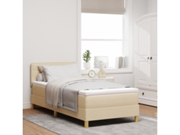Cama Box Spring Com Colchão Creme 80x200 Cm Tecido