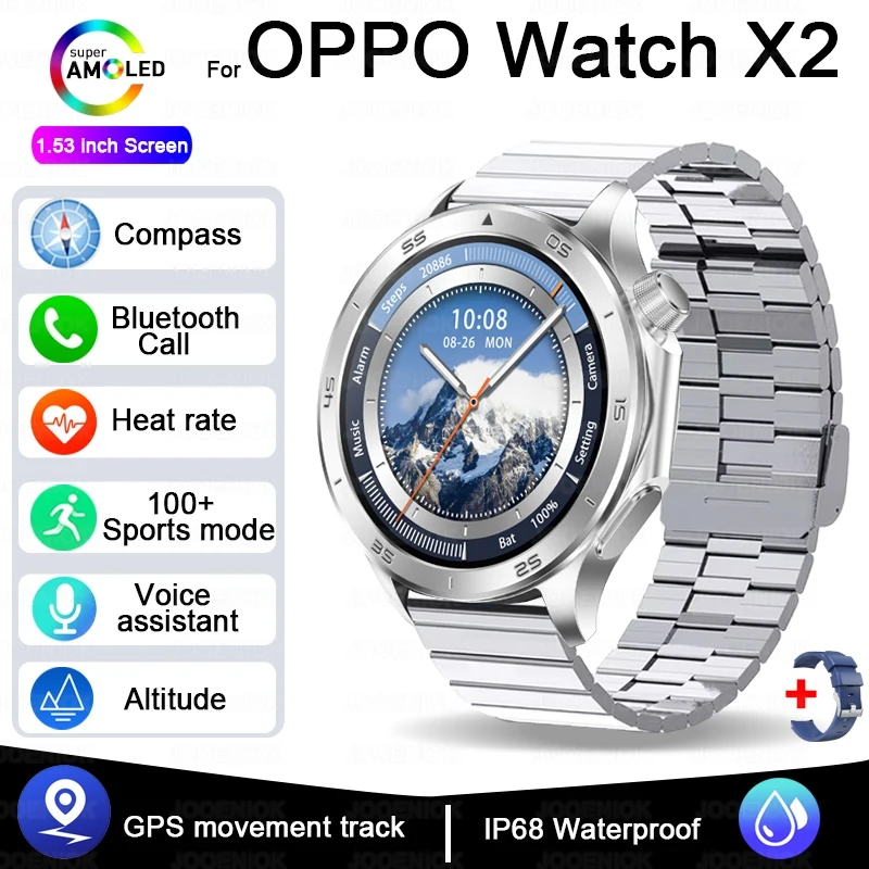 (68 Prata Aço) Smartwatch Com Gps, À Prova D'água, Bússola, Monitoramento De Saúde E Chamadas Bluetooth