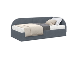 SYFAX™ Estrutura de Cama de Canto com Colchão 2 Pcs Cinzeto Veludo