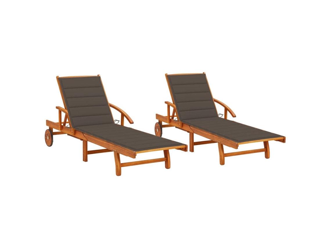 Vidaxl Espreguiçadeiras Com Almofadões 2 Pcs Madeira De Acácia Maciça