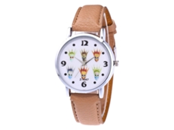Reloj De Mujer Casual De Cuarzo Con Correa De Pu Zhoulianfa Patrón Simple Beige