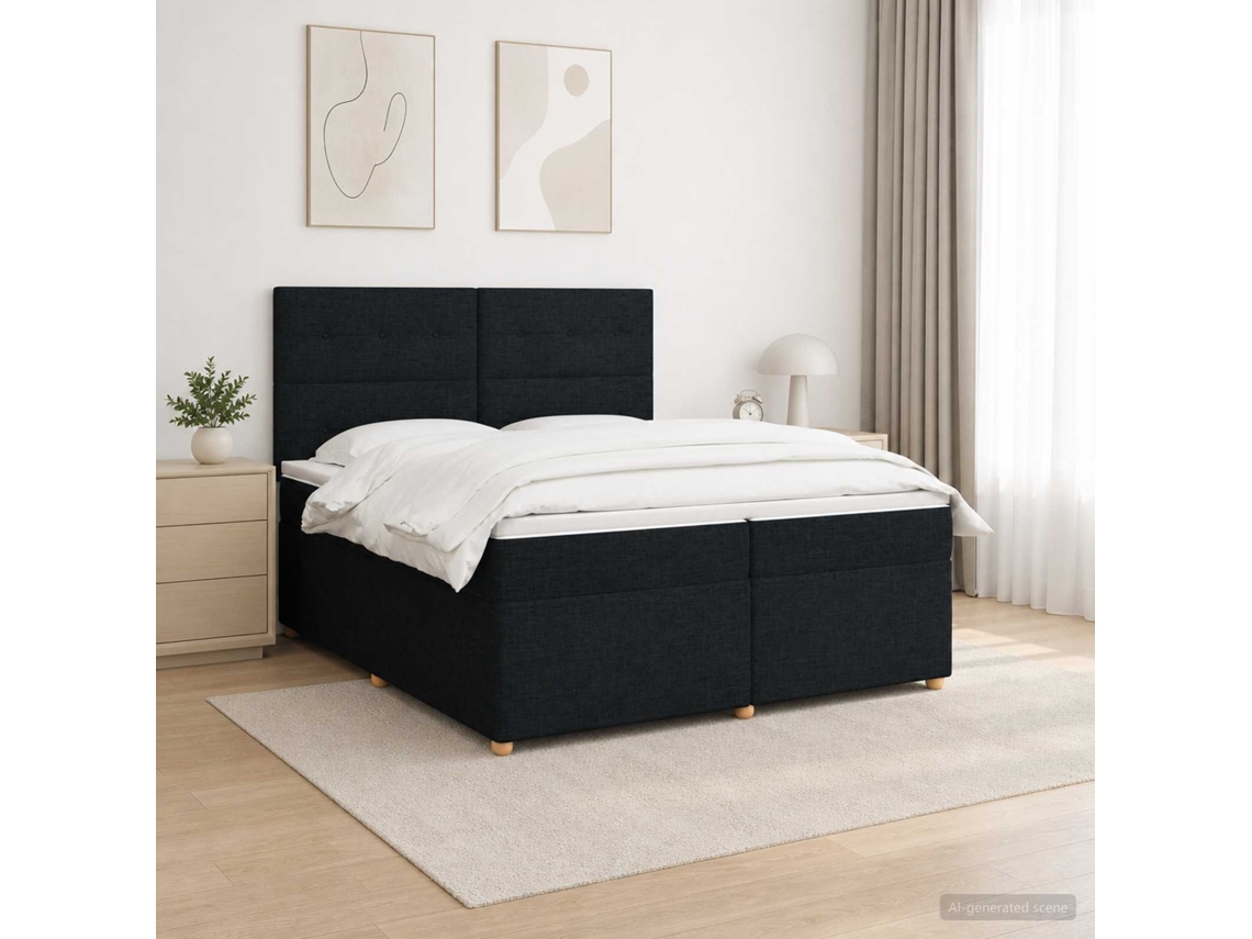 Vidaxl Cama Box Spring Com Colchão Preto 200 X 200 Cm Tecido