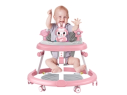 Andador De Bebé Multifunções Anti‑capotagem, 6 Aos 18 Meses, Anti-rolamento, 5 Níveis De Regulação Da Altura Do Assento, Cd De Música Incluído, Rosa