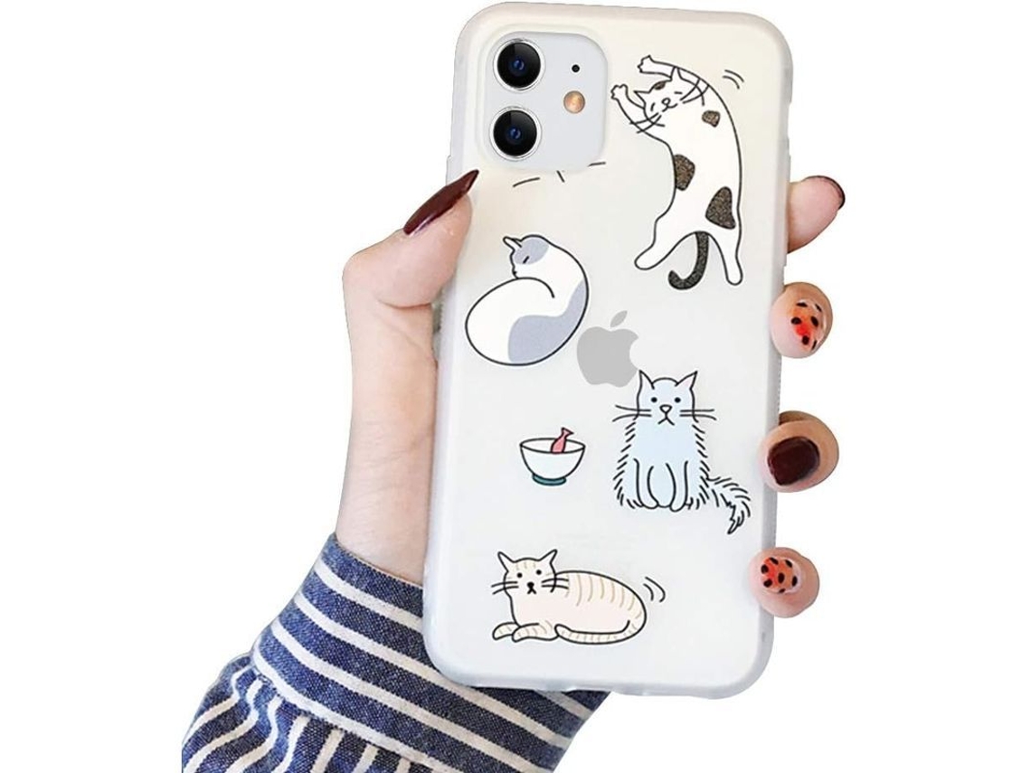 2026 capa para Iphone 11 com Padrão 3d de Gato Fofo Moda Quente Transparente Opaca para Mulheres