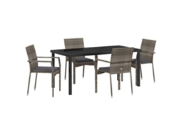 Conjunto De Cadeiras De Jardim Com Almofadas De 4 Vidaxl Cinza Vime Pe