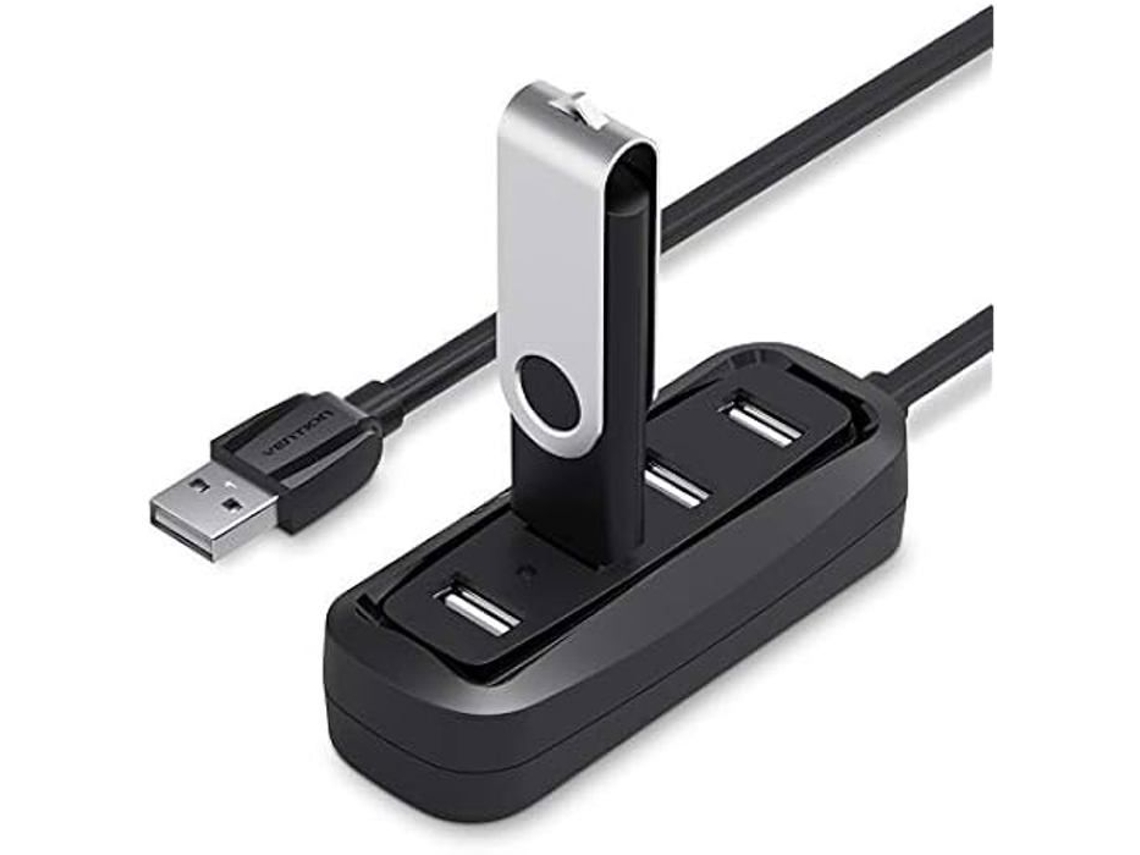 Hub Usb 2.0 Vention 4 Portas Preto 0,5 M Compatível Com Pendrive Aquaforge