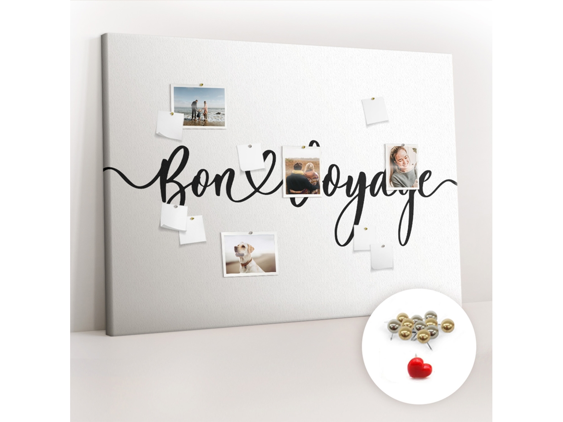 Painel De Cortiça Para Parede Inscrição "bon Voyage" Para O Corredor Espelharte (140x100 Cm)