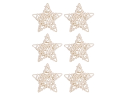 6 Estrelas Rotinhas Naturais Brancas Para Decoração