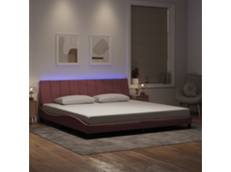 Vidaxl Estrutura De Cama Com Led Sem Colchão Hanko 200x200 Cm Veludo Rosa