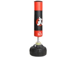 Saco De Boxe Em Pé De Para Adultos Com Grande Base Preenchível De Areia E Água Ø60x180 Cm Preto E Vermelho