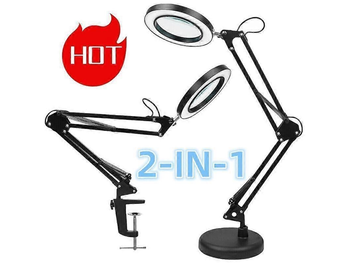 Lâmpada De Lupas 2 Em 1 Com Base E Clamp, Aumento 800%, 3 Cores De Luz, Cuidado Com Os Olhos, Preto E Branco A