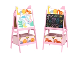 Cavalete Infantil Dupla Face 2 Caixas Armazenamento 3-8 Anos Rosa