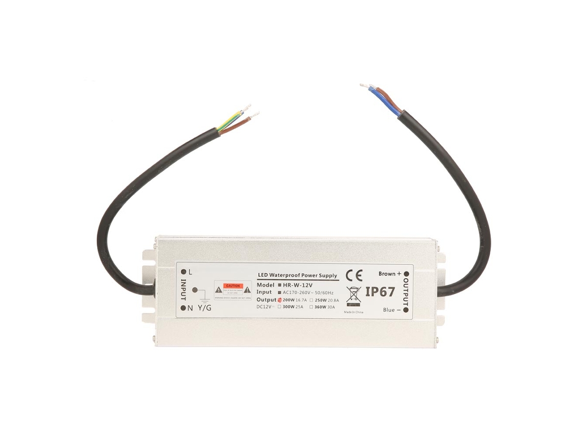 Fonte de alimentação LED 200W 12V 16.7A IP67 à prova d'água HRW 12V200W S/MARCA