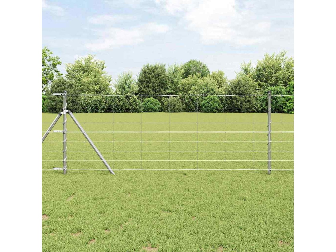 Vidaxl Cerca De Campo Prateado