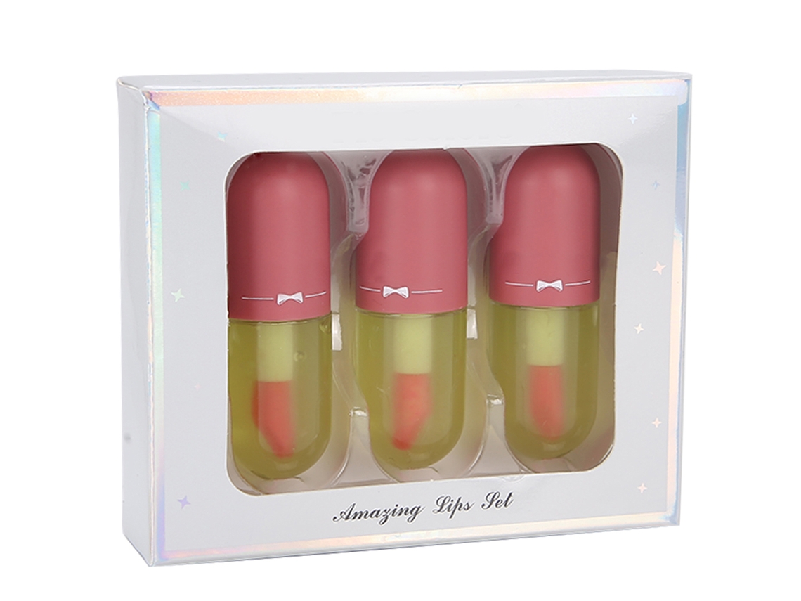 3 Peças Brillo Labial Hidratante Fluid Plumper Para Lábios, Glaze De Lábios Com Cor Muda