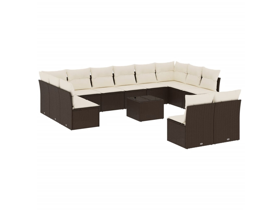 Conjunto de 13 Sofás para Jardim com Almofadões Vime Pe Castanho MAISON EXCLUSIVE (90x200 cm)