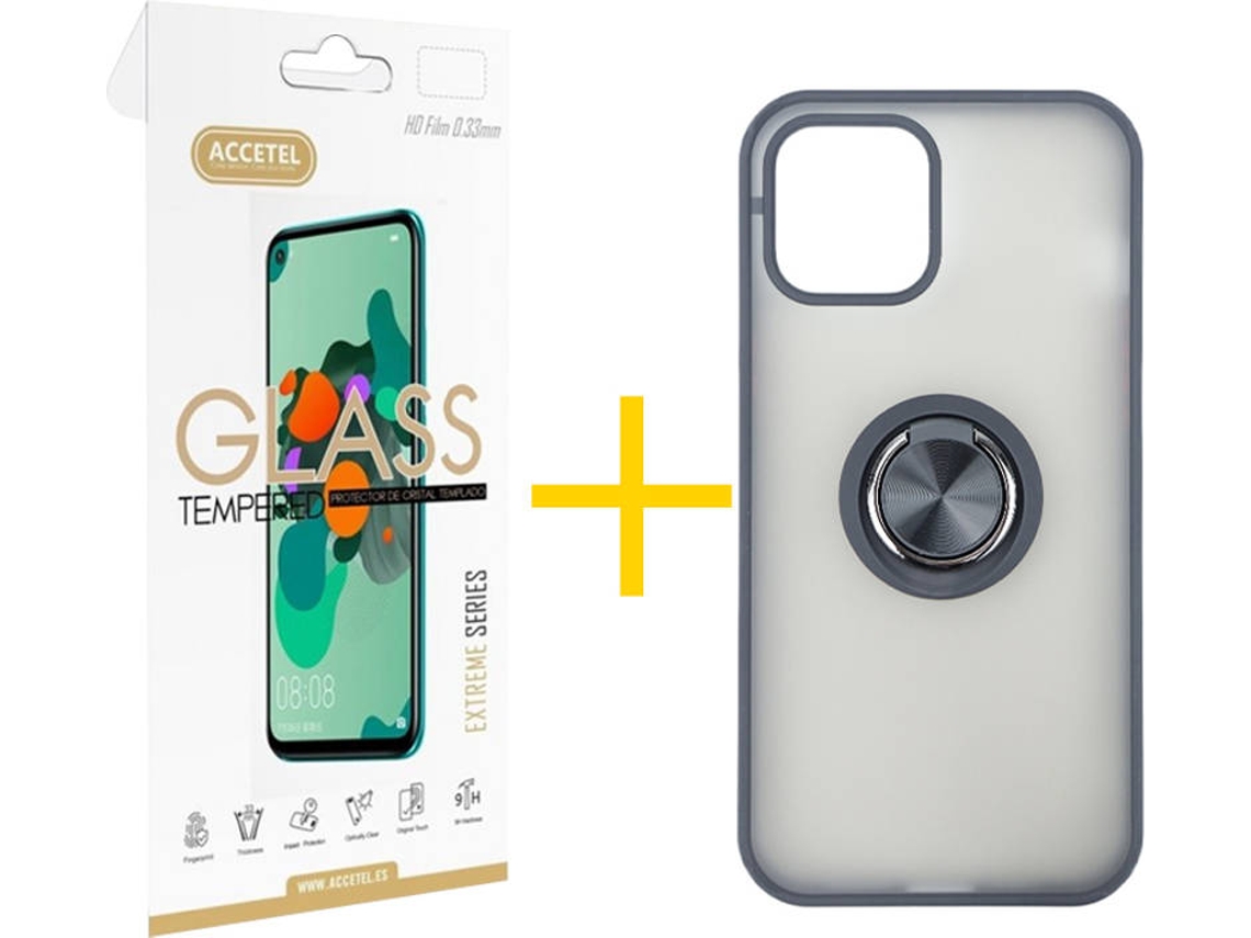 Kit Capa + Película 1 X iPhone 11 Pro Max Skyhe Gel Bumper Ring Preto