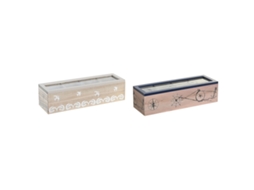 Caixa para Infusões DKD HOME DECOR Cristal Azul Branco Madeira Mdf 30 X 9 X 8 Cm 2 Unidades