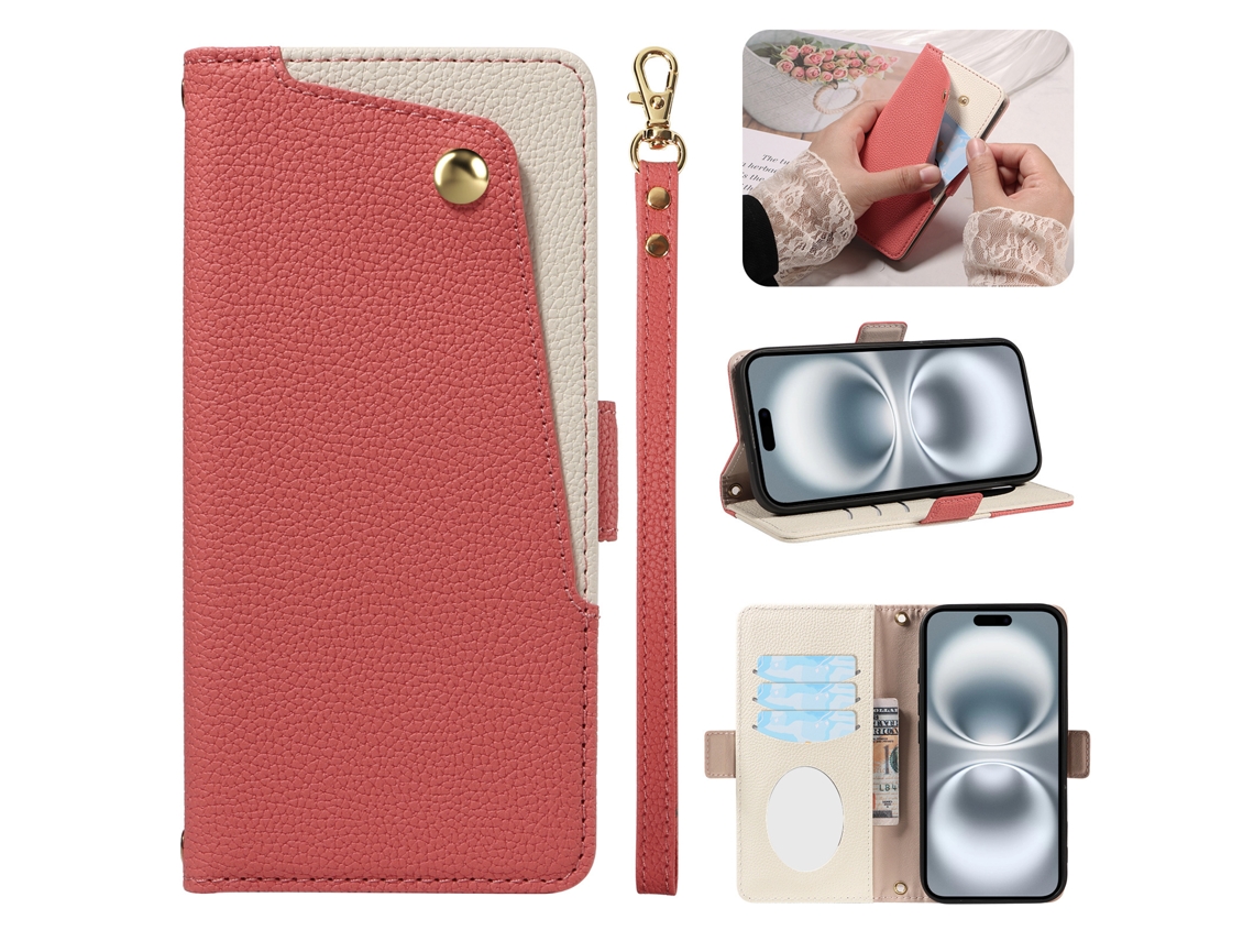 Capa Para Celular Em Couro Texturizado Com Cordão, Capa Para Iphone.pó De Concha - Iphone 7/8 Plus