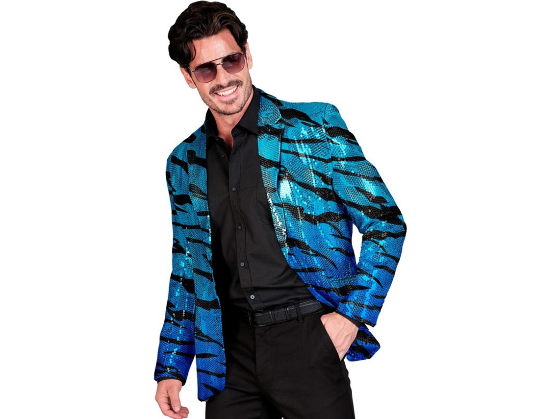 Fato de festa ou jaqueta com estampa animal listrada azul para homem