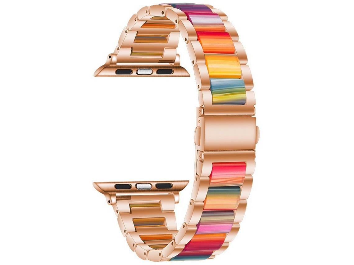 Pulseira League em metal e resina para Apple Watch, Huawei GT6, Xiaomi Mi Band 10 Pro, Redmi Watch, cor Ouro Rosa Arco