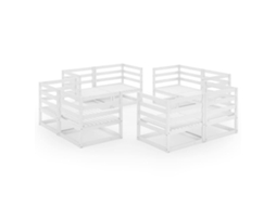 8 Pcs Conjunto Lounge de Jardim Pinho Maciço Branco MAISON EXCLUSIVE