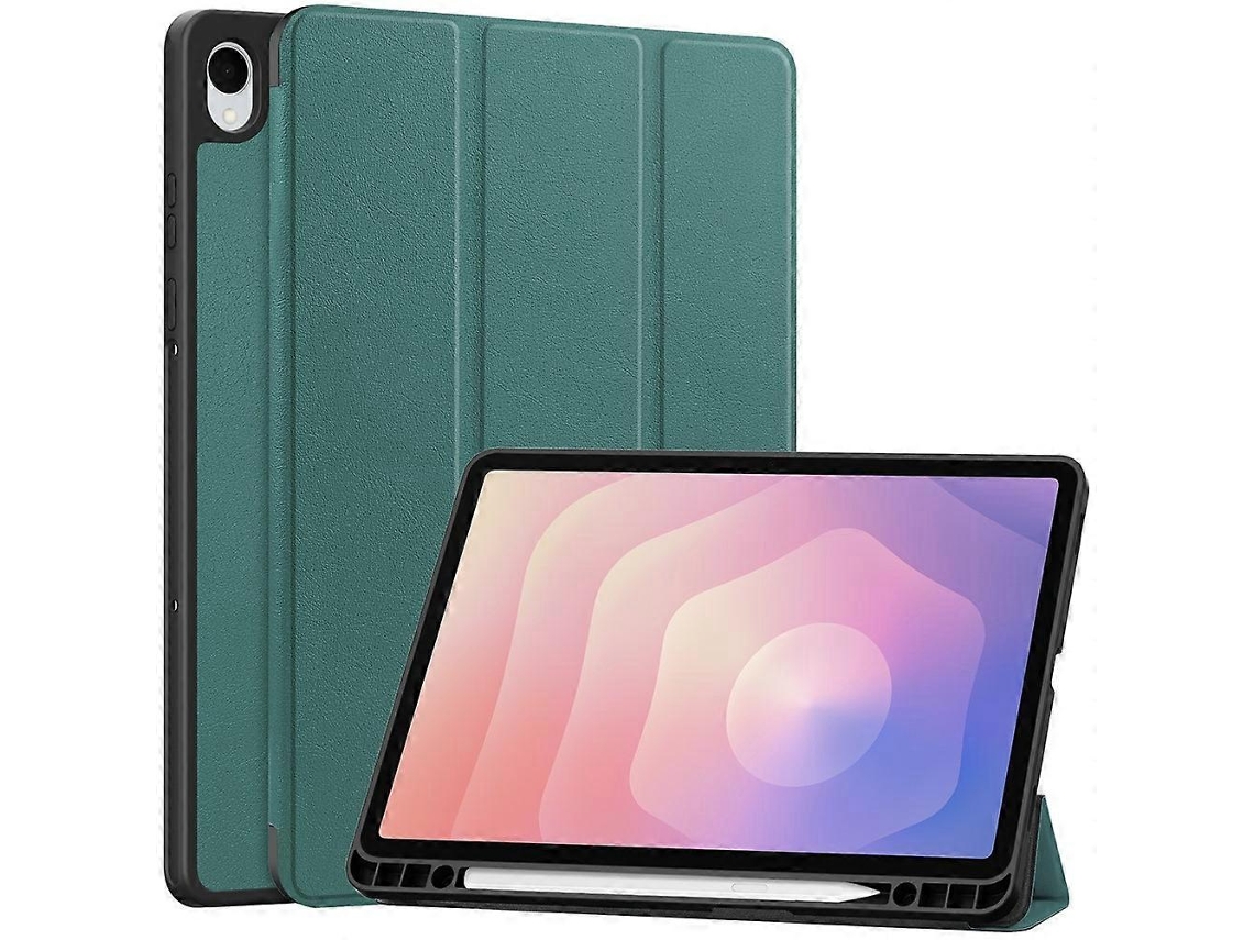 Capa Com Suporte Para Samsung Galaxy Tab S11, Em Couro Sintético Com Absorção De Impacto E Compartimento Para Caneta.