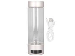 Garrafa de Água com Hidrogênio Recarregável 400ml 600 1600ppb Vidro Saúde Viagem Ouro S/MARCA