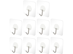Conjunto 10 Ganchos Adesivos Resíduos Plástico Inoxidável Leves Compactos Armazenamento Escritório Aço Casa GOKOCO