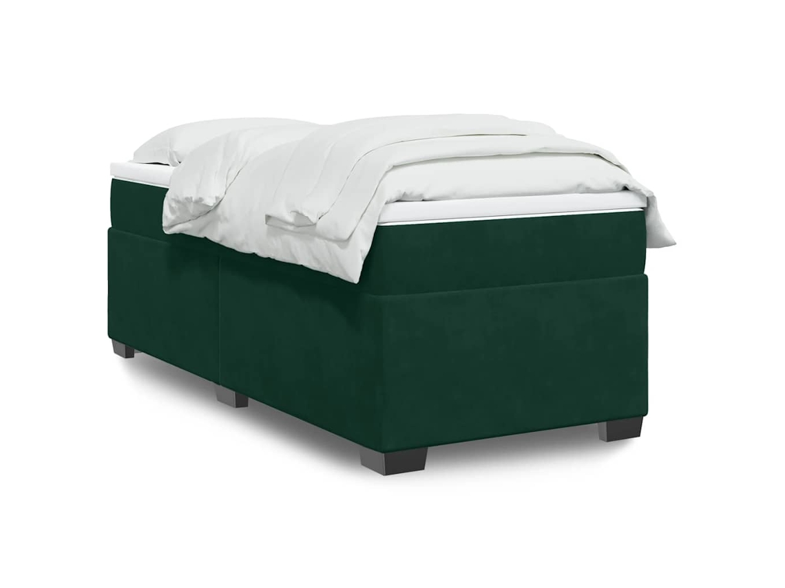 Vidaxl Cama Com Molas/colchão 80x200 Cm Veludo Verde-escuro